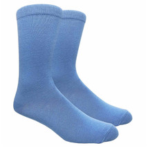 Solid Color Crew Cotton Dress Socks - Light Blue - £4.39 GBP