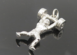 925 Sterling Silver - Vintage Petite Shiny Body Builder Motif Pendant - PT9339 - £20.89 GBP