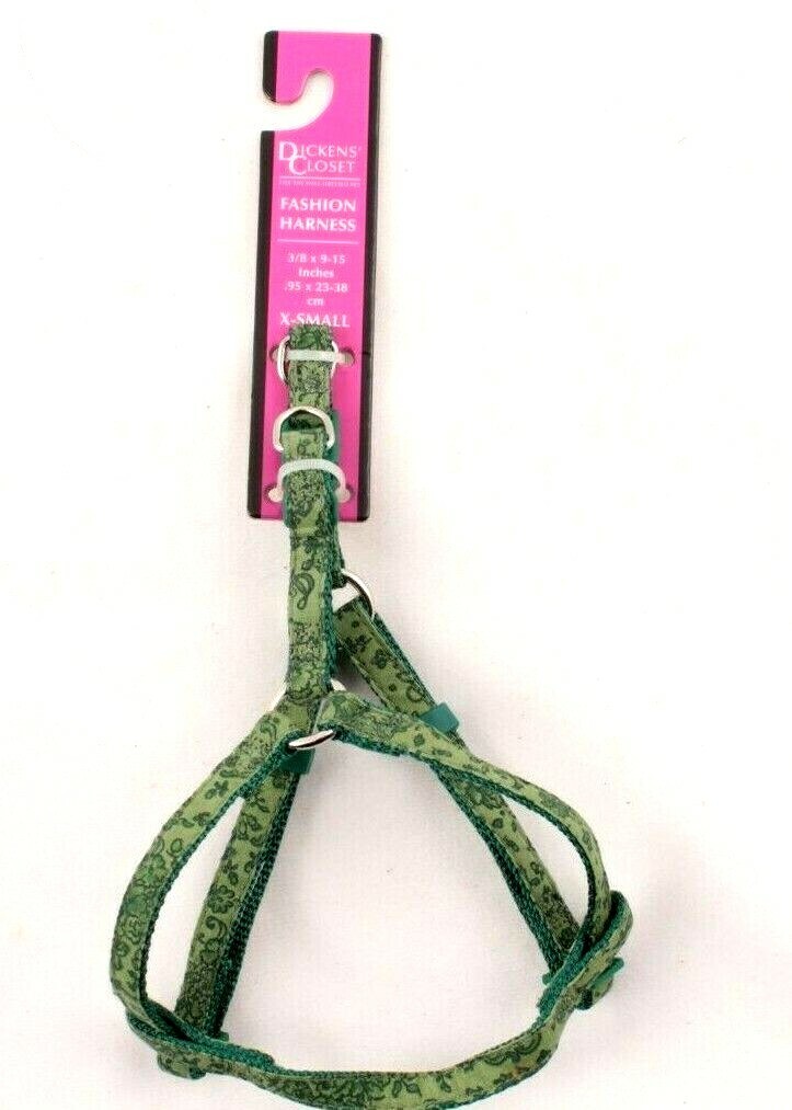 Dickens Closet Adjustable Harness 9 to 15 Inches Green X Small Dogs Cats... - $4.99
