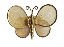 Vintage Gold Tone Articulated Wings Butterfly Pin Brooch Insect - £16.01 GBP