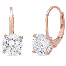 1CT Lab-Created Diamond Solitaire Drop Dangle Leverback Earrings 14k Gold Silver - £158.20 GBP