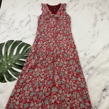 Lauren Ralph Lauren Womens Vintage Silk Maxi Dress Size M Red Blue Floral Ruffle - $35.63