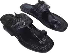 Uomo Kolhapuri Pelle Chappal Fatto a Mano Gesù Piatto Boho Taglia US 7-12 HT88 - £37.41 GBP