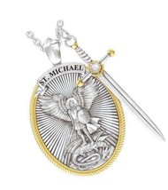 The Archangel Saint Michael/Oval Medal Necklace A - £27.84 GBP