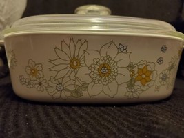 Corning Ware Floral Bouquet A-2-B Casserole Dish &amp; LID A 9 C 1970s GREAT Shape - £18.07 GBP