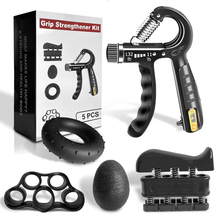 Grip Strength Trainer Kit (5 Pack), Forearm Strengthener, Hand Squeezer Adjustab - £18.50 GBP