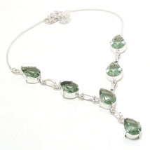 Green Amethyst Pear Cut Gemstone Handmade Fashion Necklace Jewelry 18&quot; SA 1918 - £7.18 GBP