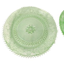 Set 2 Vintage Tiara Chantilly Green 12&quot; Serving Platters Indiana Sandwich Glass - £30.43 GBP
