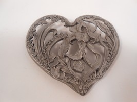 1989 Rawcliffe Pewter Lillie Heart Shape Potpourri Lid Pc 2912 - £6.15 GBP