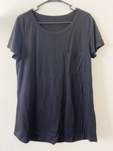 Women&#39;s Boat Neck Short Sleeve Front Side Pocket T-Shirt, Black, L - $6.49