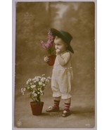 Antique 1913 Postcard Colored Photo Boy Child with Hat Posted - $5.45