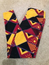 LuLaRoe New One Size OS Leggings Mustard Gold Burgundy Black Aztec Sun 2... - $11.30
