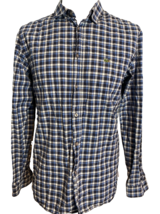 Locoste Men&#39;s Slim Fit Blue Plaid Button Down Shirt Size L - $23.74