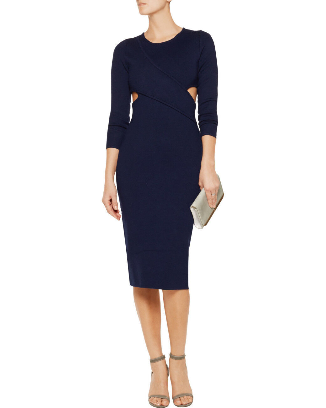 NWT Jonathan Simkhai Harness Knit Cutout Side Navy Dress XS - $249.99