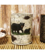 Ebros Rustic Black Bear in Pine Trees Forest Birch Finish Trash Waste Bi... - $78.10 CAD