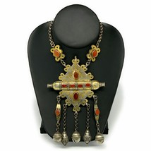 115.7g, 20&quot; Vintage Turkmen Necklace Gold-Gilded Silver Rare Pendant, B1... - £471.97 GBP