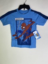 Marvel Spider-Man Blue Short Sleeve Tee T-Shirt Top Kids Boys Size 5 - £11.15 GBP