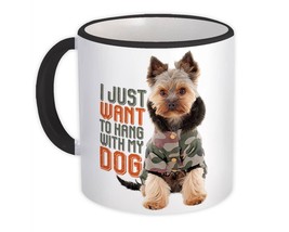 Cute Yorkshire Puppy : Gift Mug Dog Pet Animal Military Style Paws Print Floral  - £12.50 GBP