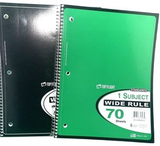 Top Flight Spiral Notebook Wide Rule 70 Sheet 1 Subject Black and Green ... - $5.98