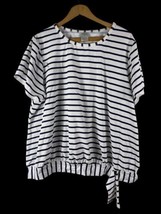 Kona Sol Swimsuit Top Size 3X 3XL Womens White Blue Stripe Short Sleeve ... - £22.21 GBP
