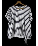 Kona Sol Swimsuit Top Size 3X 3XL Womens White Blue Stripe Short Sleeve ... - £21.92 GBP