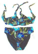 Sunsets Costa Rica Black Halter Bikini Swimsuit Size 38DD Top 16 Bottoms NWT$118 - $67.50