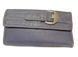 Nine West Trifold Clutch Style Purple Wallet with Buckle Outside Zip  - $14.58