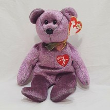 Signature Bear 2000 Ty  Plush Stuffed Animal 8&quot; Purple Teddy - £7.81 GBP