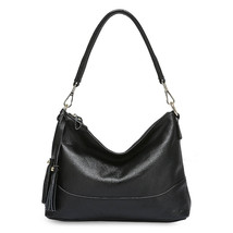 Fashion Hobos 100% Genuine Leather Handbag Women Shoulder Bag Black Grey... - £59.05 GBP