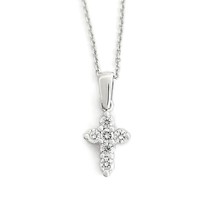 Small Diamond Cross Pendant Necklace 14K White Gold, .30 CTW - £779.22 GBP