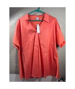 Chico&#39;s Shirt Womens Orange Nectarine Pullover Collared Pleated Fit Size... - $46.41 CAD