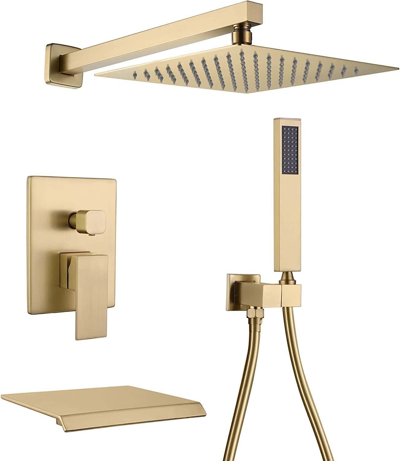 Primary image for Brushed Gold Brass Taplong Luxury Shower System With Tub, In Valve, 92263Bg