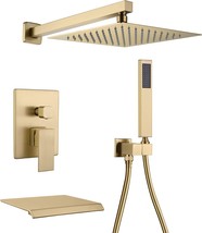 Brushed Gold Brass Taplong Luxury Shower System With Tub, In Valve, 92263Bg - $301.96