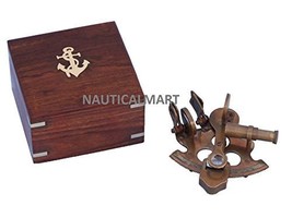 NauticalMart Scout&#39;s Antique Brass Sextant with Rosewood Box  - £115.78 GBP