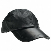 Genuine Leather Baseball Cap adjustable backstrap Black Baseball Cap Unisex - £11.91 GBP