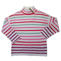 NWT J.Crew Cashmere Mock Rollneck Sweater in Snow Dark Berry Stripe Pullover XXS - £42.68 GBP