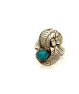 Vtg Signed Sterling SUN BOY by Terrence Hunt Navajo Turquoise Floral Rin... - $49.50