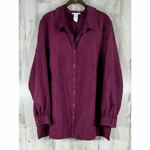 Avenue Womens Shirt Blouse Dark Plum Burgundy Size 22/24 READ - £13.46 GBP