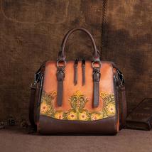 Retro Leather Women Bag 2022 New  Handbag First Layer Cowhide Embossed Female Sh - £112.66 GBP