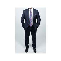 Mens DKNY 100% Wool Slim Fit 2 Button Notch Lapel Nailhead window Pane 1524 Navy image 6