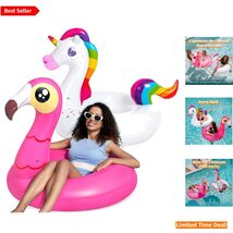 2-Pack  Flamingo &amp; Unicorn Pool Floats - Fun Summer Toys for All Ages - $41.53