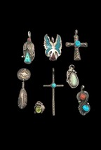Navajo Sterling Silver Turquoise Multi Stone Pendant Charm Resale Lot 005 - £187.84 GBP