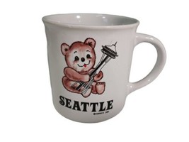 VTG Seattle Teddy Bear Holding The Space Needle Coffee Mug Ceramic Souvenir 1984 - £9.87 GBP