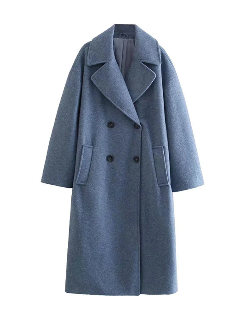 Winter Women Fashion Long Line Trench Coat Vintage Drop  Double Breasted Loose J - £162.88 GBP