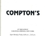 Compton&#39;s Menu Broadway in Saratoga Springs New York  - $17.82