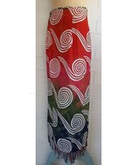 New GEE GEE Green Orange Cream Circle Swirl Batik Wrap Sarong Skirt Cove... - $24.72 CAD
