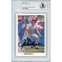 John Kruk Phillies Auto 1990 Leaf Baseball On-Card Autograph Beckett Slab BGS - £63.63 GBP