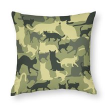 Mondxflaur Camo Cat Pillow Case Covers for Sofas Polyester Decorative Home - £8.78 GBP+