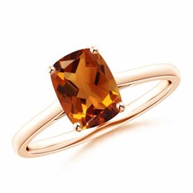 Authenticity Guarantee 
Prong-Set Cushion Citrine Solitaire Ring in 14K Rose ... - £819.89 GBP