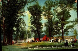 Picnic Grounds Waukesha Beach Near Milwaukee Wisconsin 1908 postcard bk64 - £5.44 GBP